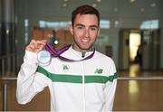 22 May 2017; Cian McManamon, of the Ireland Men's Race Walking Team, who won bronze in the 20km at The European Race Walking Cup in Podebrady, Czech Republic, pictured on his return at Dublin Airport in Dublin. Photo by Seb Daly/Sportsfile