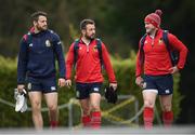 22 May 2017; Tommy Seymour, left, Greig Laidlaw, centre, and Stuart Hogg of British and Irish Lions arrive for squad training at Carton House in Maynooth, Co. Kildare. Photo by Ramsey Cardy/Sportsfile