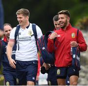 22 May 2017; Owen Farrell, left, and Rhys Webb of British and Irish Lions arrive for squad training at Carton House in Maynooth, Co. Kildare. Photo by Ramsey Cardy/Sportsfile