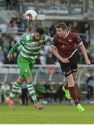 22 May 2017; Padraic Cunningham of Galway United in action against David Webster of Shamrock Rovers during the SSE Airtricity League Premier Division match between Shamrock Rovers and Galway United at Tallaght Stadium in Dublin. Photo by Piaras Ó Mídheach/Sportsfile