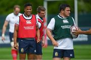 22 May 2017; Anthony Watson, left, Dan Biggar, centre, and Jamie George of British and Irish Lions during squad training at Carton House in Maynooth, Co. Kildare. Photo by Ramsey Cardy/Sportsfile