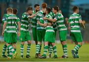 22 May 2017; Brandon Miele of Shamrock Rovers, centre, celebrates with team-mates after scoring his side's second goal during the SSE Airtricity League Premier Division match between Shamrock Rovers and Galway United at Tallaght Stadium in Dublin. Photo by Piaras Ó Mídheach/Sportsfile