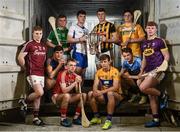 23 May 2017; In attendance at the launch of the Bord Gáis Energy GAA Hurling U21 All-Ireland Championship are, from left, Thomas Monaghan of Galway, Billy McCarthy of Tipperary, Peter Casey of Limerick, Luke Meade of Cork, Patrick Curran of Waterford, Liam Blanchfield of Kilkenny, Aron Shanagher of Clare, Shane Barrett of Dublin, Christy McNaughton of Antrim and Aaron Maddock of Wexford. Follow all the U21 Hurling Championship action at #HurlingToTheCore. Photo by Ramsey Cardy/Sportsfile