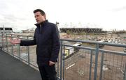 6 December 2011; Lord Sebastian Coe, Chairman of London 2012 Olympic Games and Paralympic Games, is interviewed in Olympic Park, one of the venues at the 2012 London Olympic Games. London, England. Picture credit: Brendan Moran / SPORTSFILE