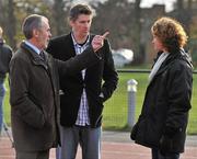 6 December 2011; Professor Dick Fisher, left, of St Mary's University College, in conversation with Kevin Ankrom, High Performance Director of Athletics Ireland, and Ireland Chef de Mission Sonia O'Sullivan, at the Endurance Performance and Coaching Centre at St Mary's University College, Twickenham, the training venue for most of the Irish athletes ahead of the 2012 London Olympic Games. Teddington, London, England. Picture credit: Brendan Moran / SPORTSFILE