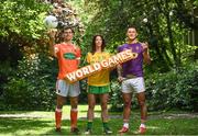 24 May 2017; In attendance at the GAA and the DFA launch of the 2017 Global Games Development Fund at Iveagh House are, from left, Jamie Clarke of Armagh, Aoife McDonnell of Donegal and Lee Chin of Wexford. St. Stephen's Green, Dublin. Photo by Sam Barnes/Sportsfile
