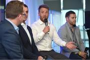 25 May 2017; Ulster Bank Rugby Ambassador Luke Fitzgerald takes part in a Q&A panel discussion during the Ulster Bank League Awards at the Aviva Stadium in Dublin. Photo by Cody Glenn/Sportsfile