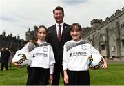 26 May 2017; Republic of Ireland senior women's head coach Colin Bell with Brenda O'Gallachoir and Orla O'Grady, both from Callan, Co. Kilkenny, during the launch of the 2017 FAI AGM & Festival of Football at Parade Tower in Kilkenny Castle, Co Kilkenny. Photo by David Maher/Sportsfile