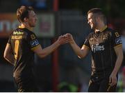 26 May 2017; Michael Duffy, right of Dundalk celebrates with teammate David McMillan, after scoring his side's first goal during the SSE Airtricity League Premier Division match between St Patrick's Athletic and Dundalk at Richmond Park, in Dublin. Photo by David Maher/Sportsfile