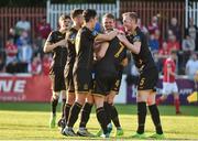 26 May 2017; Michael Duffy, no.7 of Dundalk celebrates after scoring his side's first goal with teammates during the SSE Airtricity League Premier Division match between St Patrick's Athletic and Dundalk at Richmond Park, in Dublin. Photo by David Maher/Sportsfile