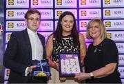 26 May 2017; The Lidl Teams of the League Awards were presented at Croke Park on Friday, May 26th. The best players from the 4 Divisions of the Lidl National Football Leagues are selected in their position on their Divisional team. Managers from opposition teams voted for the most impressive players from each match with the player receiving the most votes selected in their position on their Divisions best fifteen. Michelle Guckian, centre, of Leitrim is pictured receiving her Team of the League award from LGFA President, Marie Hickey, right, and Lidl representative, Laura Byrne. Photo by Sam Barnes/Sportsfile