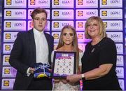 26 May 2017; The Lidl Teams of the League Awards were presented at Croke Park on Friday, May 26th. The best players from the 4 Divisions of the Lidl National Football Leagues are selected in their position on their Divisional team. Managers from opposition teams voted for the most impressive players from each match with the player receiving the most votes selected in their position on their Divisions best fifteen. Sarah Harding Kenny of Wexford is pictured receiving her Team of the League award from LGFA President, Marie Hickey, right, and Lidl representative, Jay Wilson. Photo by Sam Barnes/Sportsfile