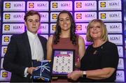 26 May 2017; The Lidl Teams of the League Awards were presented at Croke Park on Friday, May 26th. The best players from the 4 Divisions of the Lidl National Football Leagues are selected in their position on their Divisional team. Managers from opposition teams voted for the most impressive players from each match with the player receiving the most votes selected in their position on their Divisions best fifteen. Emma Buckley, centre, of Tipperary is pictured receiving her Team of the League award from LGFA President, Marie Hickey, right, and Lidl representative, Jay Wilson. Photo by Sam Barnes/Sportsfile
