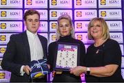 26 May 2017; The Lidl Teams of the League Awards were presented at Croke Park on Friday, May 26th. The best players from the 4 Divisions of the Lidl National Football Leagues are selected in their position on their Divisional team. Managers from opposition teams voted for the most impressive players from each match with the player receiving the most votes selected in their position on their Divisions best fifteen. Bernie Breen, centre, of Wexford is pictured receiving her Team of the League award from LGFA President, Marie Hickey, right, and Lidl representative, Jay Wilson. Photo by Sam Barnes/Sportsfile