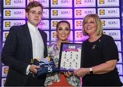 26 May 2017; The Lidl Teams of the League Awards were presented at Croke Park on Friday, May 26th. The best players from the 4 Divisions of the Lidl National Football Leagues are selected in their position on their Divisional team. Managers from opposition teams voted for the most impressive players from each match with the player receiving the most votes selected in their position on their Divisions best fifteen. Aoife McAnespie of Monaghan is pictured receiving her Team of the League award from LGFA President, Marie Hickey, right, and Lidl representative, Jay Wilson. Photo by Sam Barnes/Sportsfile