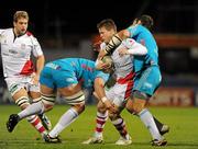 9 December 2011; Craig Gilroy, Ulster, is tackled by Carlo del Fava and Fabio Ongaro, Aironi. Heineken Cup, Pool 4, Round 3, Ulster v Aironi, Ravenhill Park, Belfast, Co. Antrim. Picture credit: Oliver McVeigh / SPORTSFILE