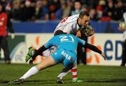 9 December 2011; Stefan Terblanche, Ulster, is tackled by Giorgio Bronzini, Aironi. Heineken Cup, Pool 4, Round 3, Ulster v Aironi, Ravenhill Park, Belfast, Co. Antrim. Picture credit: Oliver McVeigh / SPORTSFILE