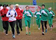 10 December 2011; Irish athletes, Fionnula Birtton and Claire Gibbons-McCarthy, right, who will both represent Ireland in the Senior Women's race, train on the course ahead of the 18th SPAR European Cross Country Championships on Sunday. Velenje, Slovenia. Picture credit: Stephen McCarthy / SPORTSFILE