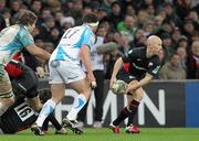 10 December 2011; Peter Stringer, Saracens, gets the ball away. Heineken Cup, Pool 5, Round 3, Saracens v Ospreys, Wembley Stadium, London England. Picture credit: Matthew Impey / SPORTSFILE