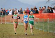 11 December 2011; Fionnuala Britton, Ireland, leads the field, including Nadia Ejjafini, Italy, and Dulce Felix, Portugal, left, on her way to winning the Senior Women's event at the 18th SPAR European Cross Country Championships 2011. Velenje, Slovenia. Picture credit: Stephen McCarthy / SPORTSFILE
