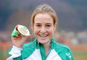 11 December 2011; Fionnuala Britton, Ireland, with her gold medal after winning the Senior Women's event at the 18th SPAR European Cross Country Championships 2011. Velenje, Slovenia. Picture credit: Stephen McCarthy / SPORTSFILE