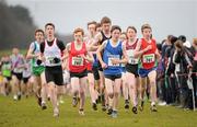 11 December 2011; A general view of the field including eventual winner Cian McBride, North Sligo AC, 987, extreme left, during the Boy's U15 race during the Woodie’s DIY Novice and Juvenile Cross Country Championships. Curragh Camp, The Curragh, Co. Kildare. Picture credit: Pat Murphy / SPORTSFILE