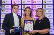 26 May 2017; The Lidl Teams of the League Awards were presented at Croke Park on Friday, May 26th. The best players from the 4 Divisions of the Lidl National Football Leagues are selected in their position on their Divisional team. Managers from opposition teams voted for the most impressive players from each match with the player receiving the most votes selected in their position on their Divisions best fifteen. Sinead Burke of Galway is pictured receiving her Team of the League award from LGFA President, Marie Hickey, right, and Lidl representative, Jay Wilson. Photo by Sam Barnes/Sportsfile