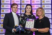 26 May 2017; The Lidl Teams of the League Awards were presented at Croke Park on Friday, May 26th. The best players from the 4 Divisions of the Lidl National Football Leagues are selected in their position on their Divisional team. Managers from opposition teams voted for the most impressive players from each match with the player receiving the most votes selected in their position on their Divisions best fifteen. Olwyn Carey of Dublin is pictured receiving her Team of the League award from LGFA President, Marie Hickey, right, and Lidl representative, Jay Wilson. Photo by Sam Barnes/Sportsfile