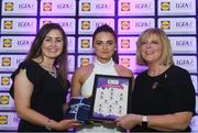26 May 2017; The Lidl Teams of the League Awards were presented at Croke Park on Friday, May 26th. The best players from the 4 Divisions of the Lidl National Football Leagues are selected in their position on their Divisional team. Managers from opposition teams voted for the most impressive players from each match with the player receiving the most votes selected in their position on their Divisions best fifteen. Erone Fitzpatrick of Laois is pictured receiving her Team of the League award from LGFA President, Marie Hickey,right, and Lidl representative, Laura Byrne. Photo by Sam Barnes/Sportsfile