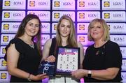 26 May 2017; The Lidl Teams of the League Awards were presented at Croke Park on Friday, May 26th. The best players from the 4 Divisions of the Lidl National Football Leagues are selected in their position on their Divisional team. Managers from opposition teams voted for the most impressive players from each match with the player receiving the most votes selected in their position on their Divisions best fifteen. Ailish Considine of Clare is pictured receiving her Team of the League award from LGFA President, Marie Hickey,right, and Lidl representative, Laura Byrne. Photo by Sam Barnes/Sportsfile