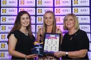 26 May 2017; The Lidl Teams of the League Awards were presented at Croke Park on Friday, May 26th. The best players from the 4 Divisions of the Lidl National Football Leagues are selected in their position on their Divisional team. Managers from opposition teams voted for the most impressive players from each match with the player receiving the most votes selected in their position on their Divisions best fifteen. Neamh Woods of Tyrone is pictured receiving her Team of the League award from LGFA President, Marie Hickey,right, and Lidl representative, Laura Byrne. Photo by Sam Barnes/Sportsfile