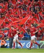 20 May 2017; Dave Kilcoyne, left, and Tyler Bleyendaal of Munster make their way out for the Guinness PRO12 semi-final between Munster and Ospreys at Thomond Park in Limerick. Photo by Diarmuid Greene/Sportsfile