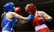 28 April 2017; Assunta Canfora of Italy, left, in action against Christina Desmond of Ireland during her 75kg bout at the Elite International Boxing Tournament in the National Stadium, Dublin. Photo by Piaras Ó Mídheach/Sportsfile