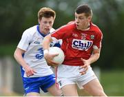 27 May 2017; Anthony O'Connor of Cork in action against Conor McCarthy of Waterford during the Munster GAA Football Junior Championship Quarter-Final match between Waterford and Cork at Fraher Field in Dungarvan, Co Waterford. Photo by Matt Browne/Sportsfile