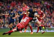 27 May 2017; Conor Murray of Munster is tackled by Rhys Patchell of Scarlets during the Guinness PRO12 Final between Munster and Scarlets at the Aviva Stadium in Dublin. Photo by Ramsey Cardy/Sportsfile