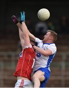 27 May 2017; Peter Kelleher of Cork in action against Ray O'Ceallaigh of Waterford during the Munster GAA Football Senior Championship Quarter-Final match between Waterford and Cork at Fraher Field in Dungarvan, Co Waterford. Photo by Matt Browne/Sportsfile