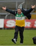 27 May 2017; Offaly supporter Mick McDonagh celebrates after the Leinster GAA Hurling Senior Championship Quarter-Final match between Westmeath and Offaly at TEG Cusack Park in Mullingar, Co Westmeath. Photo by Piaras Ó Mídheach/Sportsfile