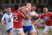 27 May 2017; James McGrath of Waterford in action against John O'Rourke and Michael Shields of Cork during the Munster GAA Football Senior Championship Quarter-Final match between Waterford and Cork at Fraher Field in Dungarvan, Co Waterford. Photo by Matt Browne/Sportsfile