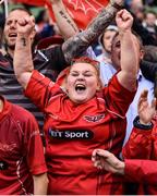 27 May 2017; Scarlets supporters celebrate after the Guinness PRO12 Final between Munster and Scarlets at the Aviva Stadium in Dublin. Photo by Diarmuid Greene/Sportsfile