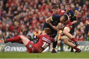 27 May 2017; Francis Saili of Munster is tackled by Rhys Patchell, left, and James Davies of Scarlets during the Guinness PRO12 Final between Munster and Scarlets at the Aviva Stadium in Dublin. Photo by Diarmuid Greene/Sportsfile