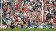 4 September 2005; Owen Mulligan, Tyrone celebrates after his team-mate Peter Canavan kicks a match winning point, Bank of Ireland All-Ireland Senior Football Championship Semi-Final, Armagh v Tyrone, Croke Park, Dublin. Picture credit; Damien Eagers / SPORTSFILE