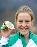 11 December 2011; Fionnuala Britton, Ireland, with her Senior Women's gold medal at the 18th SPAR European Cross Country Championships 2011. Velenje, Slovenia. Picture credit: Stephen McCarthy / SPORTSFILE