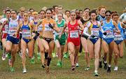 11 December 2011; Fionnuala Britton, Ireland, centre, on her way to victory in the Senior Women's event at the 18th SPAR European Cross Country Championships 2011. Velenje, Slovenia. Picture credit: Stephen McCarthy / SPORTSFILE