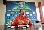 14 December 2011; Munster head coach Tony McGahan speaking during a press conference ahead of their Heineken Cup, Pool 1, Round 4, game against Scarlets on Sunday. Munster Rugby Press Conference, University of Limerick, Limerick. Picture credit: Diarmuid Greene / SPORTSFILE