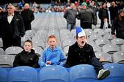 14 December 2011; Holy Trinity, Donaghmede, pupils, from left, John Riley, age 10, Lewis Darren Byrne, age 9, and Gavin Clifford, age 9, cheer on their side. Allianz Cumann na mBunscol Finals, Corn An Chladaigh, Holy Trinity, Donaghmede, v St. Paul's, Ayrfield, Croke Park, Dublin. Picture credit: Brian Lawless / SPORTSFILE