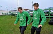 15 December 2011; Connacht's Eoin O'Donohoe, left, and Niall O'Connor make their way out for squad training ahead of their Heineken Cup, Pool 6, Round 4, match against Gloucester on Saturday. Connacht Rugby Squad Training, Sportsground, Galway. Picture credit: Diarmuid Greene / SPORTSFILE