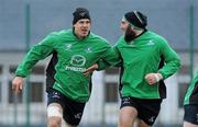 15 December 2011; Connacht's Mike McCarthy, left, and John Muldoon in action during squad training ahead of their Heineken Cup, Pool 6, Round 4, match against Gloucester on Saturday. Connacht Rugby Squad Training, Sportsground, Galway. Picture credit: Diarmuid Greene / SPORTSFILE