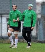 15 December 2011; Connacht's George Naoupu, left, and Stewart Maguire during squad training ahead of their Heineken Cup, Pool 6, Round 4, match against Gloucester on Saturday. Connacht Rugby Squad Training, Sportsground, Galway. Picture credit: Diarmuid Greene / SPORTSFILE