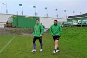 15 December 2011; Connacht's Kyle Tonetti, left, and John Muldoon make their way out for squad training ahead of their Heineken Cup, Pool 6, Round 4, match against Gloucester on Saturday. Connacht Rugby Squad Training, Sportsground, Galway. Picture credit: Diarmuid Greene / SPORTSFILE