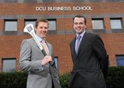 15 December 2011; Executive MBA scholarship recipients Michael Martin, Louth hurler, left, and Patrick Quinn, Sligo hurler, at the launch of the GPA DCU MBA Scholarship Programme 2011/2012, DCU School of Business, Dublin City University, Glasnevin, Dublin. Picture credit: Pat Murphy / SPORTSFILE